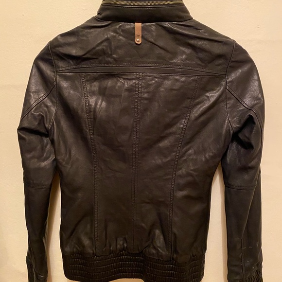 MACKAGE FOR ARITZIA LEATHER BOMBER JACKET WITH HOOD BIKER SOFT LAMBSKIN SMALL S - Picture 5 of 9